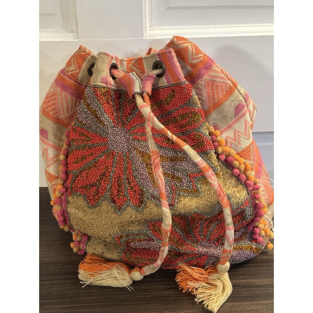 Poppy Floral Beaded Backpack By America And Beyond NWT‎